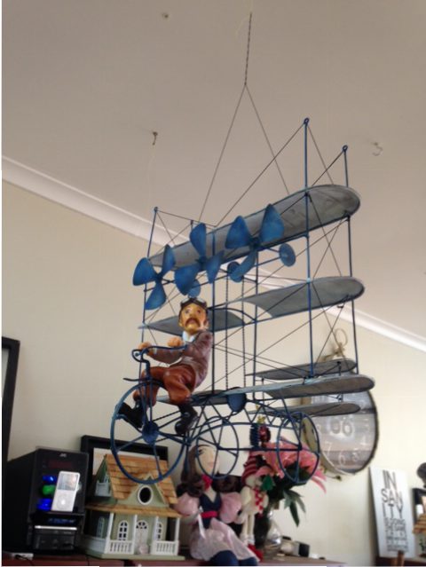 Mobile of a flying man - Tennant Creek cafe